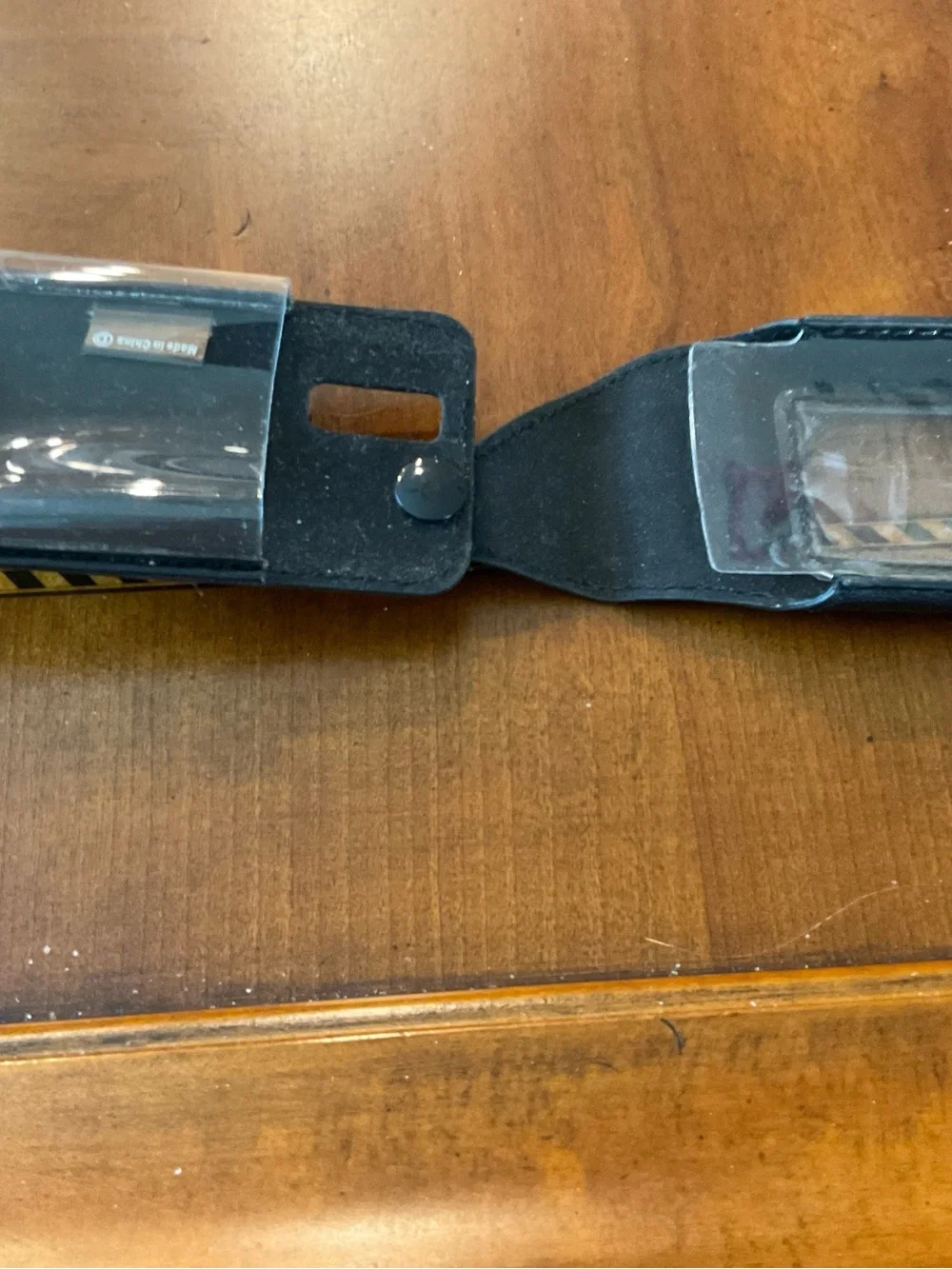 Black Leather Phone Holster Case with Window
